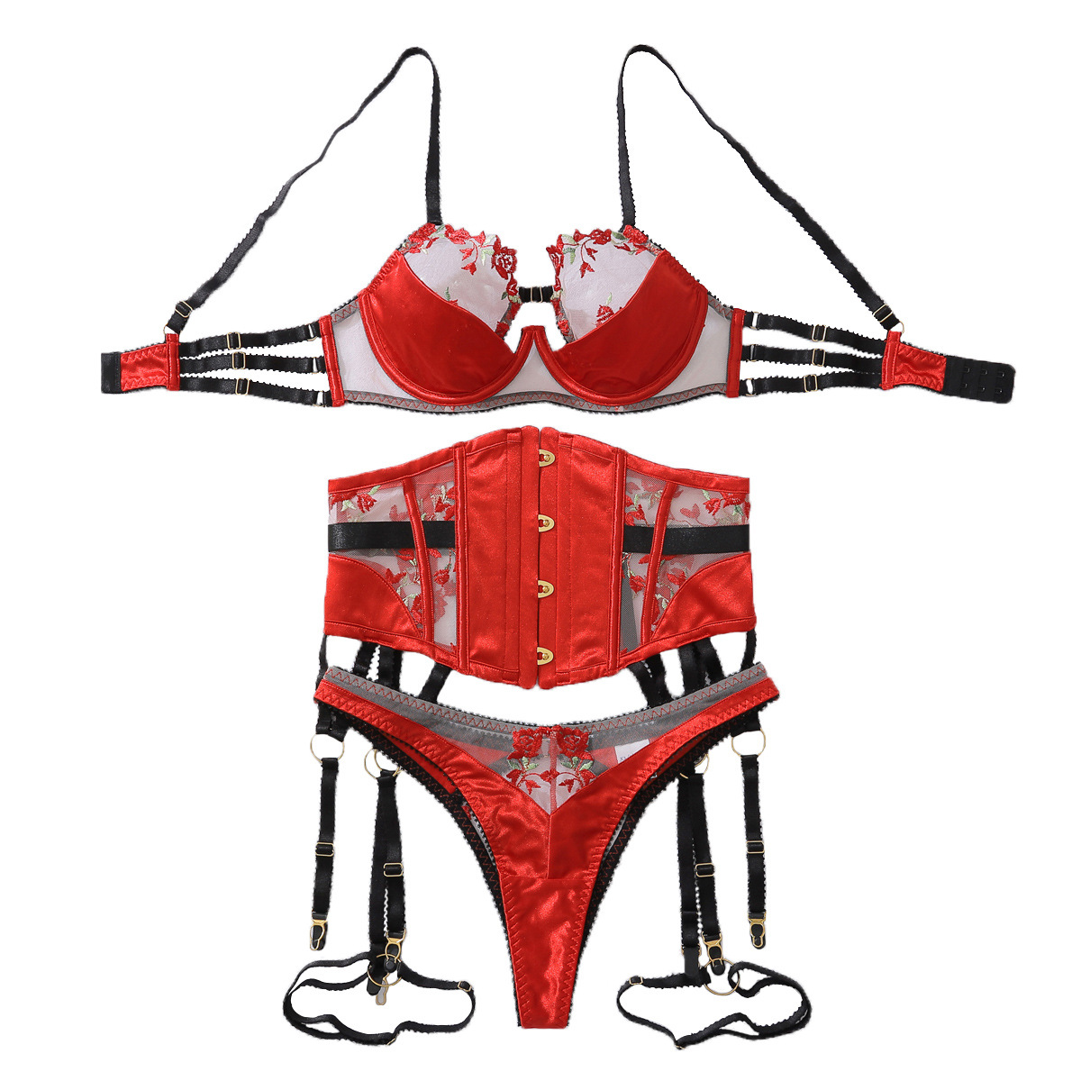 Badminton Cup - Floral Bud Schultergurt Dekoration Dessous Set