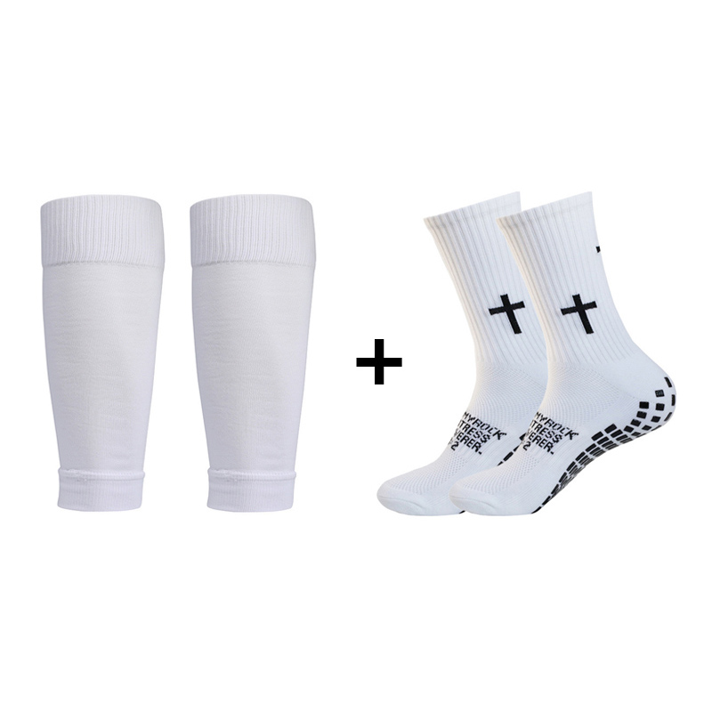 Knee Brace Badminton - 2-Paar-Set, rutschfeste Fußballsocken und Knieschützer, Wadenärmel,