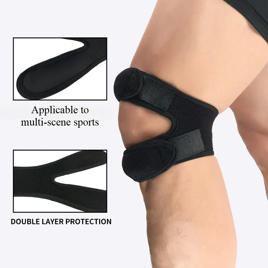 Knee Brace Badminton - Elastische Kniebandage, Stützhülse mit Druckpolster, atmungsaktives